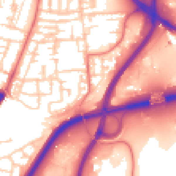 Daytime road noise heatmap for TS18 3DE