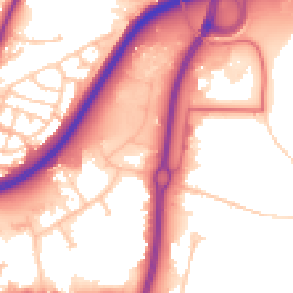 Daytime road noise heatmap for TS18 3FB