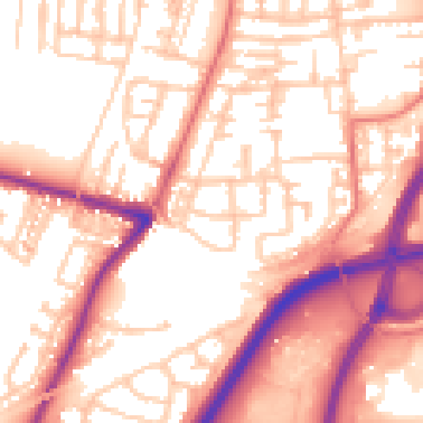 Daytime road noise heatmap for TS18 3LW