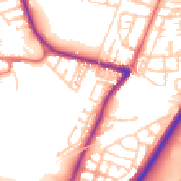 Daytime road noise heatmap for TS18 3QD