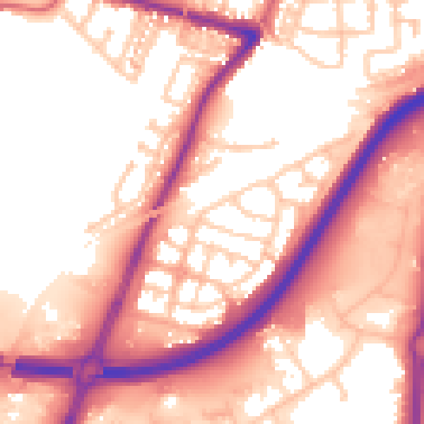 Daytime road noise heatmap for TS18 3QS