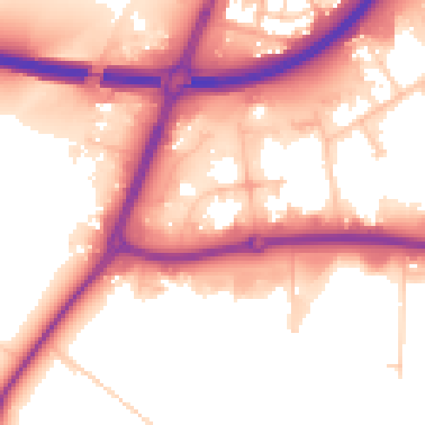 Daytime road noise heatmap for TS18 3TA