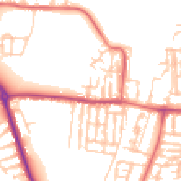 Daytime road noise heatmap for TS18 4AU