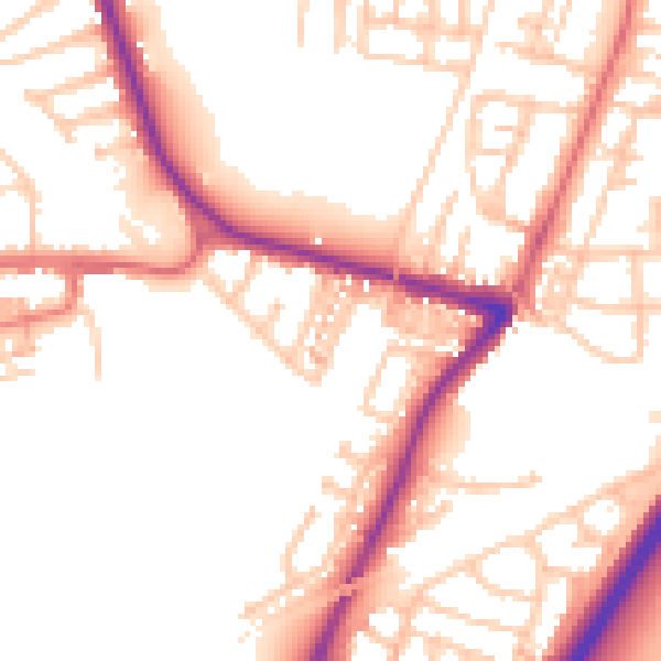 Daytime road noise heatmap for TS18 4EG