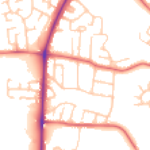 Daytime road noise heatmap for TS18 4PW