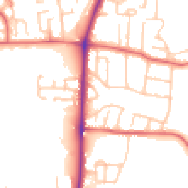 Daytime road noise heatmap for TS18 4PY
