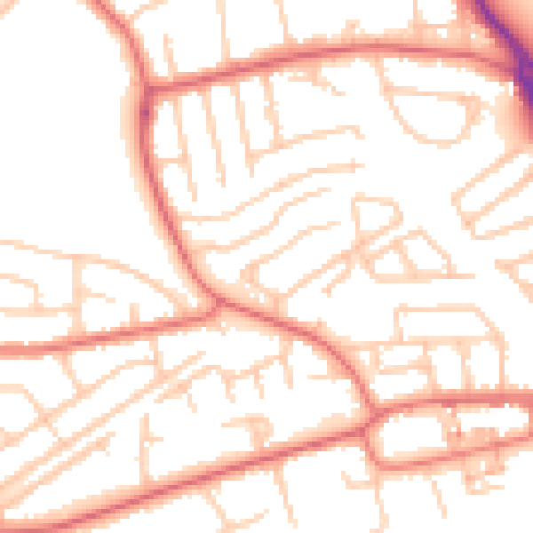 Daytime road noise heatmap for TS18 5AR