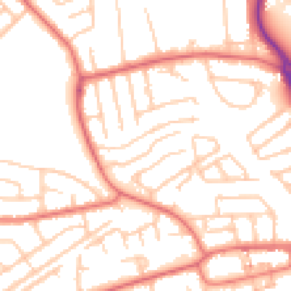 Daytime road noise heatmap for TS18 5AW
