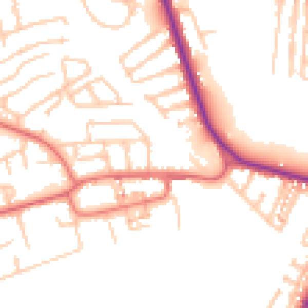 Daytime road noise heatmap for TS18 5BN