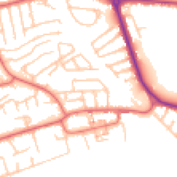 Daytime road noise heatmap for TS18 5BU