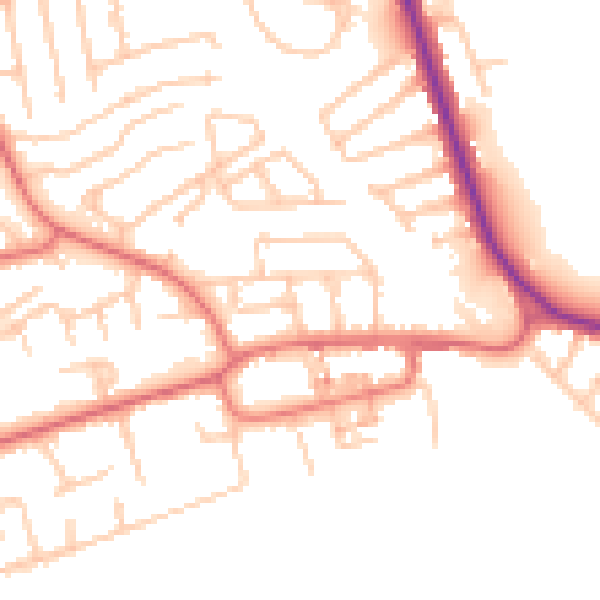 Daytime road noise heatmap for TS18 5EL