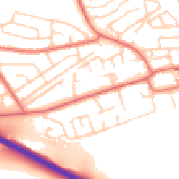 Daytime road noise heatmap for TS18 5EU