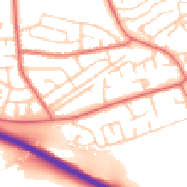 Daytime road noise heatmap for TS18 5HF