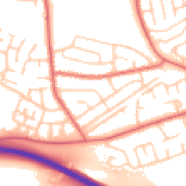 Daytime road noise heatmap for TS18 5JN