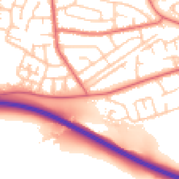 Daytime road noise heatmap for TS18 5LN
