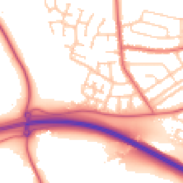 Daytime road noise heatmap for TS18 5NU