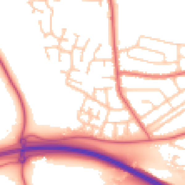 Daytime road noise heatmap for TS18 5NW