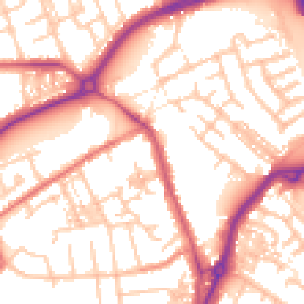 Daytime road noise heatmap for TS20 1AA