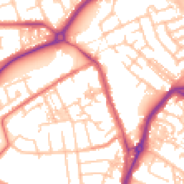 Daytime road noise heatmap for TS20 1AB