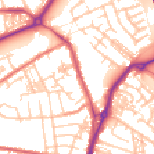 Daytime road noise heatmap for TS20 1AE