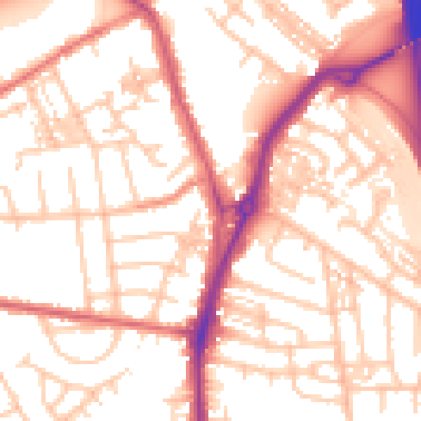 Daytime road noise heatmap for TS20 1AH