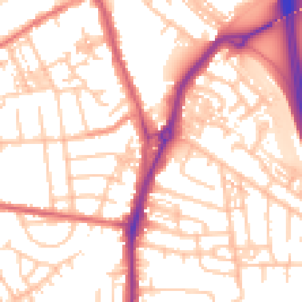 Daytime road noise heatmap for TS20 1AL