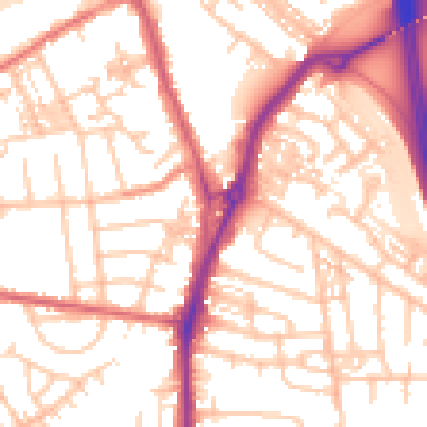 Daytime road noise heatmap for TS20 1AN