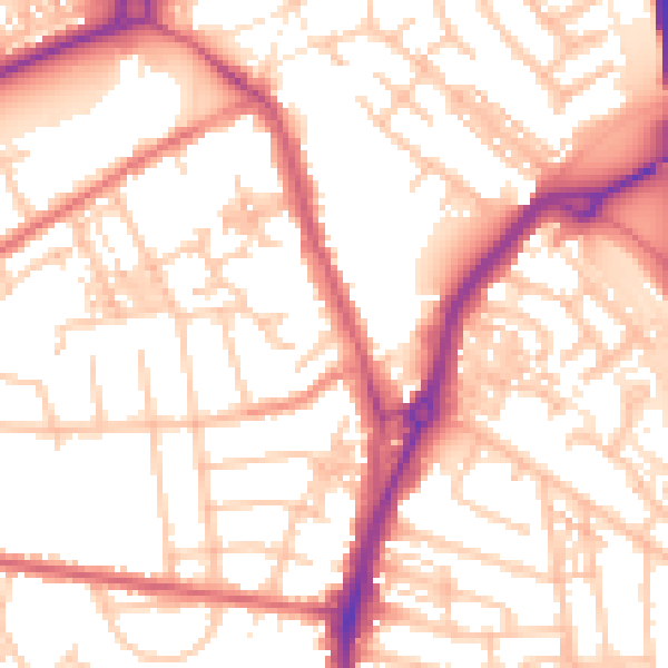 Daytime road noise heatmap for TS20 1AQ