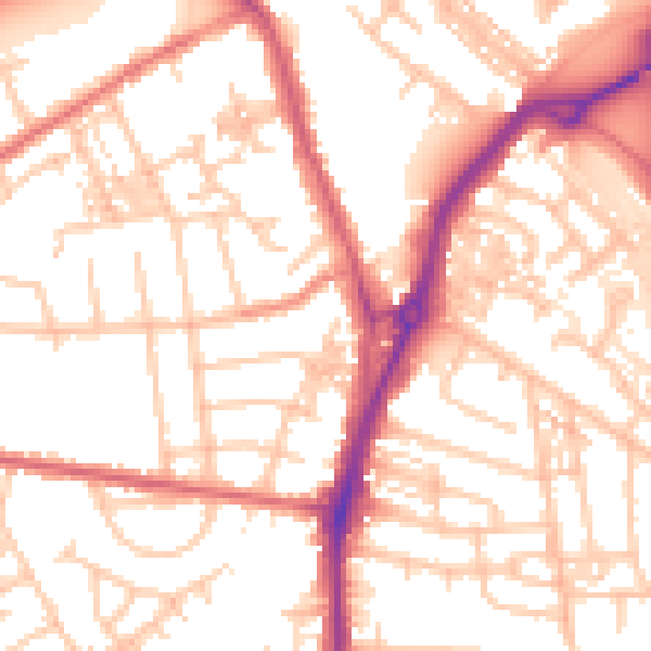 Daytime road noise heatmap for TS20 1AS