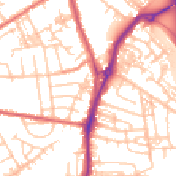 Daytime road noise heatmap for TS20 1AW