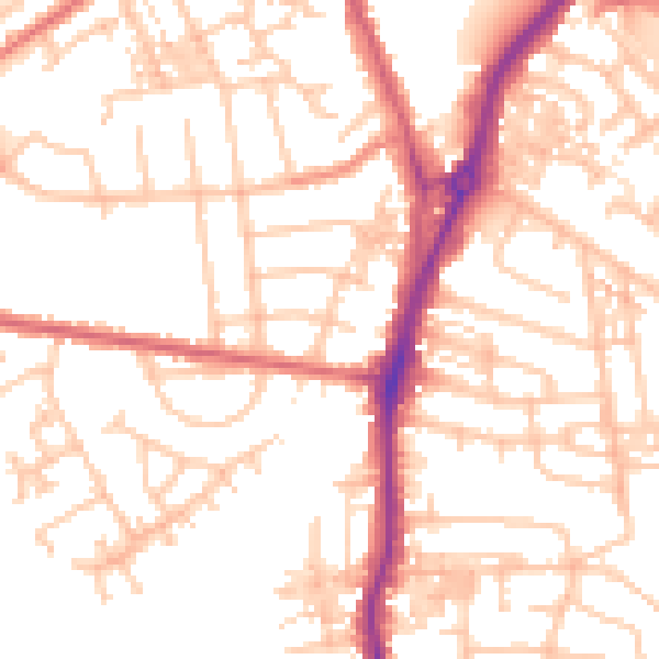 Daytime road noise heatmap for TS20 1AY