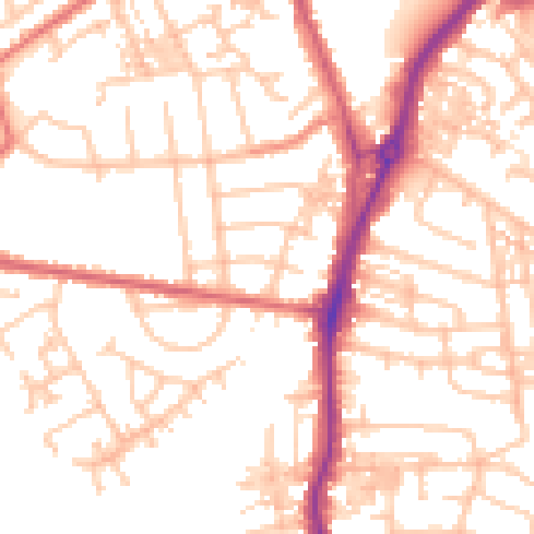 Daytime road noise heatmap for TS20 1AZ