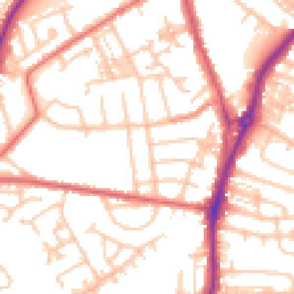 Daytime road noise heatmap for TS20 1BB