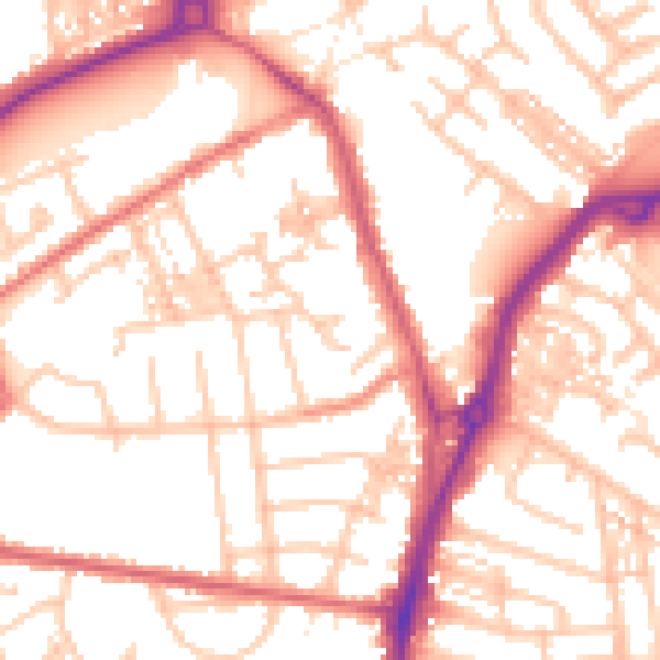 Daytime road noise heatmap for TS20 1BJ
