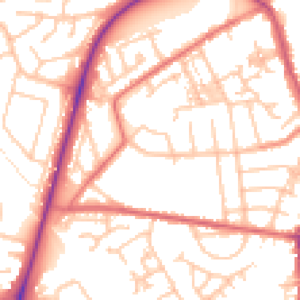 Daytime road noise heatmap for TS20 1DA
