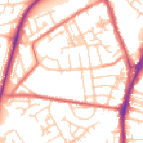 Daytime road noise heatmap for TS20 1DB