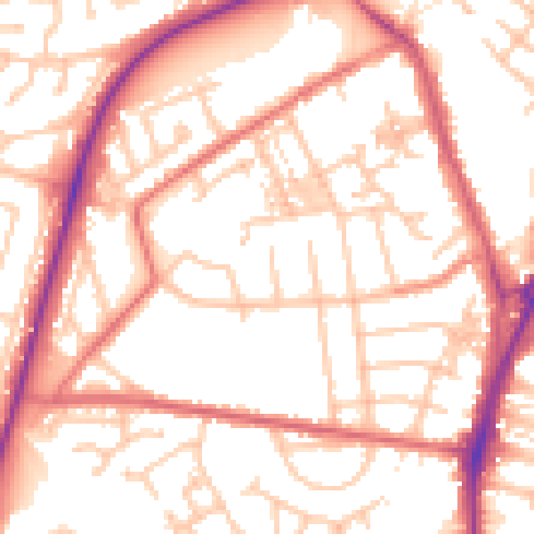 Daytime road noise heatmap for TS20 1DD