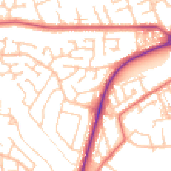 Daytime road noise heatmap for TS20 1DJ