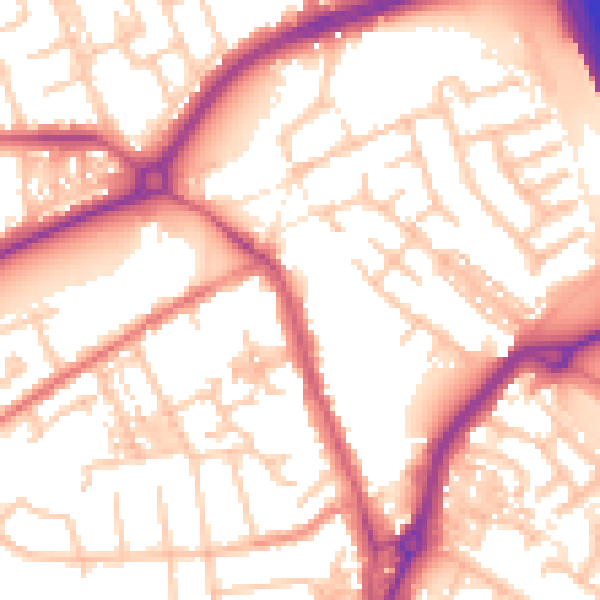 Daytime road noise heatmap for TS20 1DS