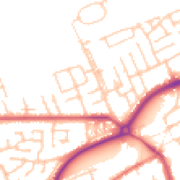 Daytime road noise heatmap for TS20 1NW
