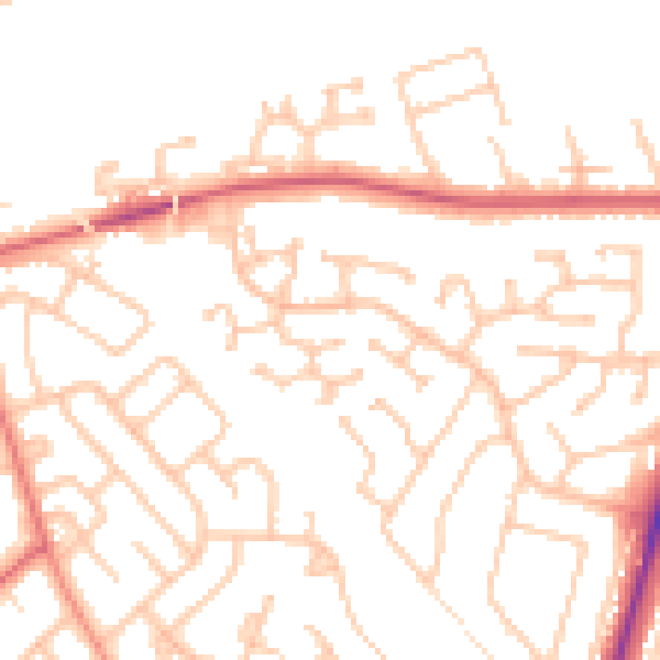 Daytime road noise heatmap for TS20 1TD