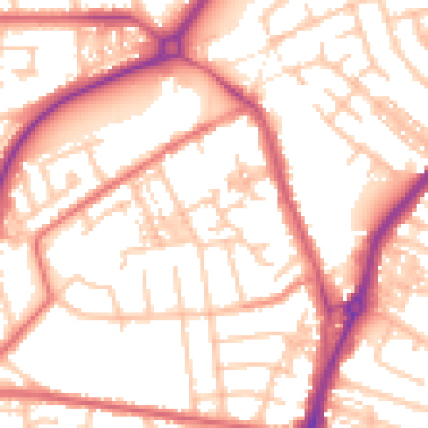 Daytime road noise heatmap for TS20 1TJ