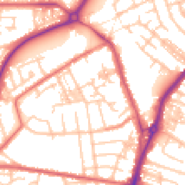 Daytime road noise heatmap for TS20 1TS