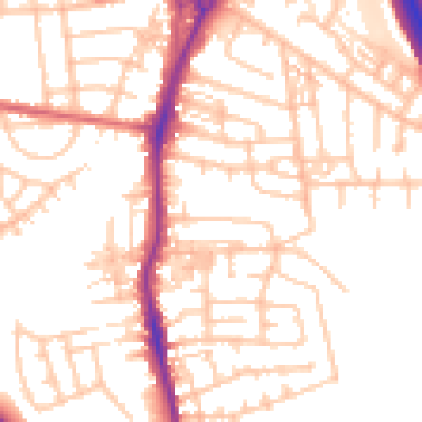 Daytime road noise heatmap for TS20 2EW