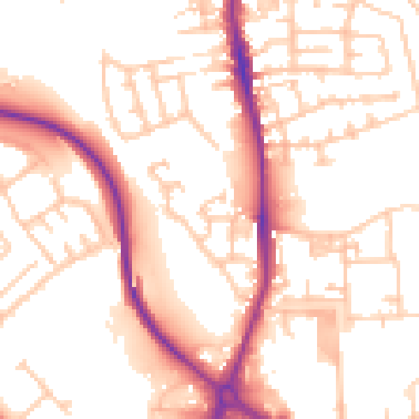 Daytime road noise heatmap for TS20 2GD