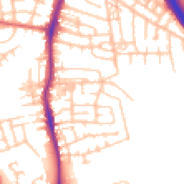Daytime road noise heatmap for TS20 2HA