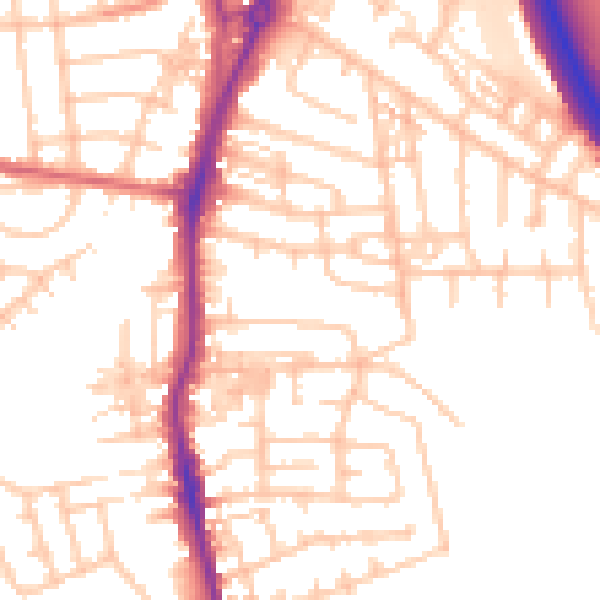 Daytime road noise heatmap for TS20 2JE
