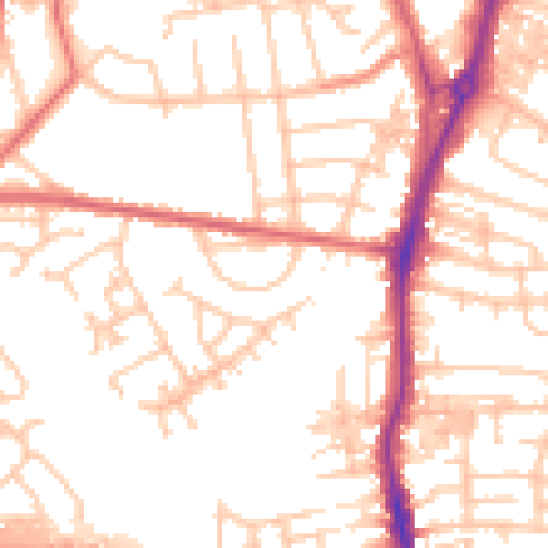 Daytime road noise heatmap for TS20 2JL