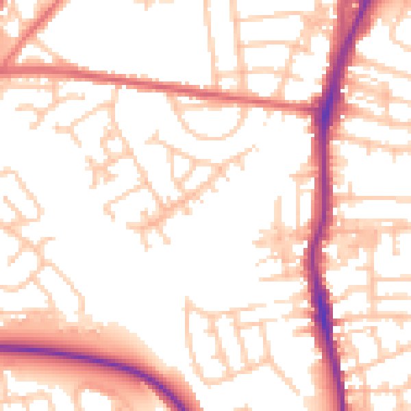 Daytime road noise heatmap for TS20 2LQ