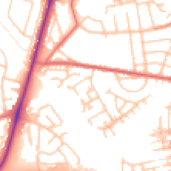 Daytime road noise heatmap for TS20 2LY